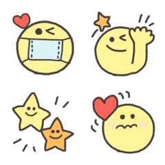 [LINE絵文字] 黄色のシンプル顔文字2の画像