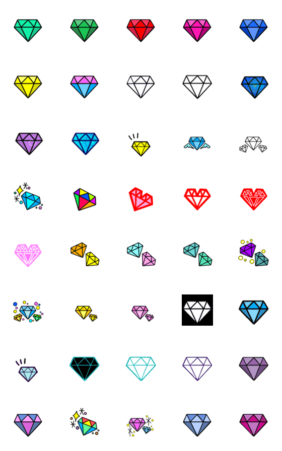 [LINE絵文字]ダイヤモンドたちの画像一覧