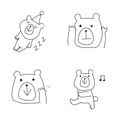 [LINE絵文字] モノクロ シンプルなくまさんの絵文字の画像