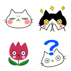 [LINE絵文字] しろ＆ハチワレ絵文字シンプルなやつの画像