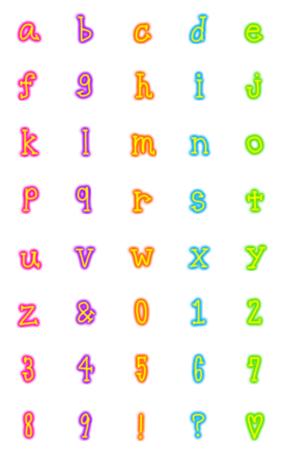 [LINE絵文字]虹色カラフルな小文字アルファベットの画像一覧