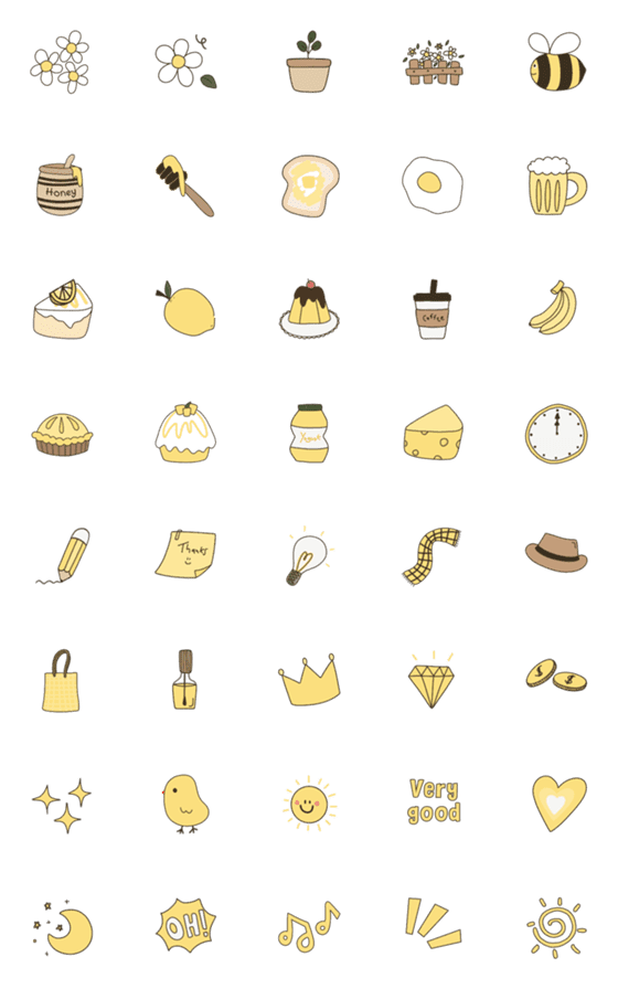 [LINE絵文字]Yellow item emojiの画像一覧