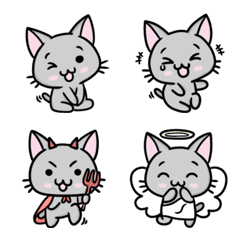 [LINE絵文字] Cute gray cats emojiの画像
