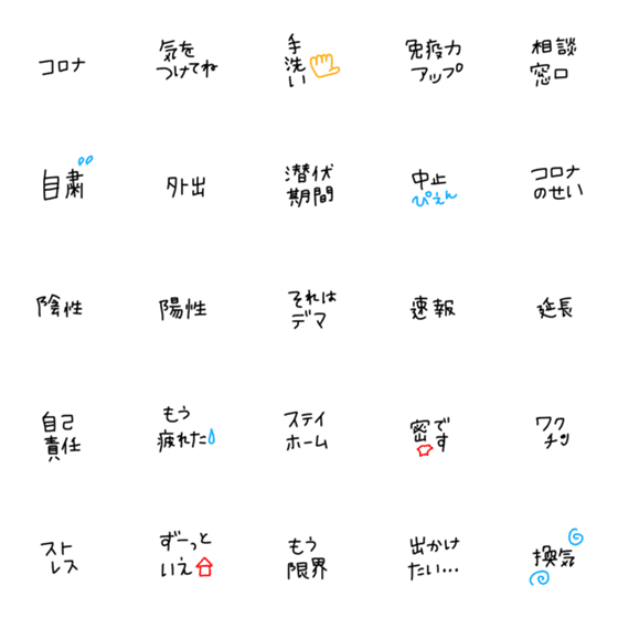 [LINE絵文字]シンプル コロナの画像一覧