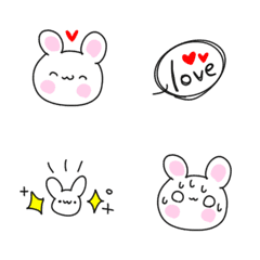 [LINE絵文字] いつでも使える かわいい にこにこウサギの画像