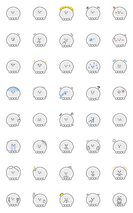 [LINE絵文字]モノクロなクラゲ絵文字の画像一覧
