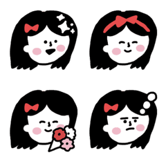 [LINE絵文字] のんきな女の子の絵文字と記号の画像