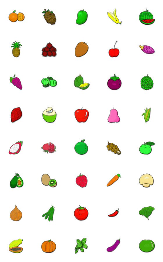 [LINE絵文字]Vegetables＆Fruits+の画像一覧