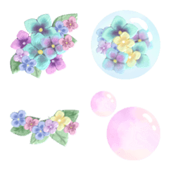 [LINE絵文字] フレーム絵文字 vol.3 紫陽花とシャボン玉の画像