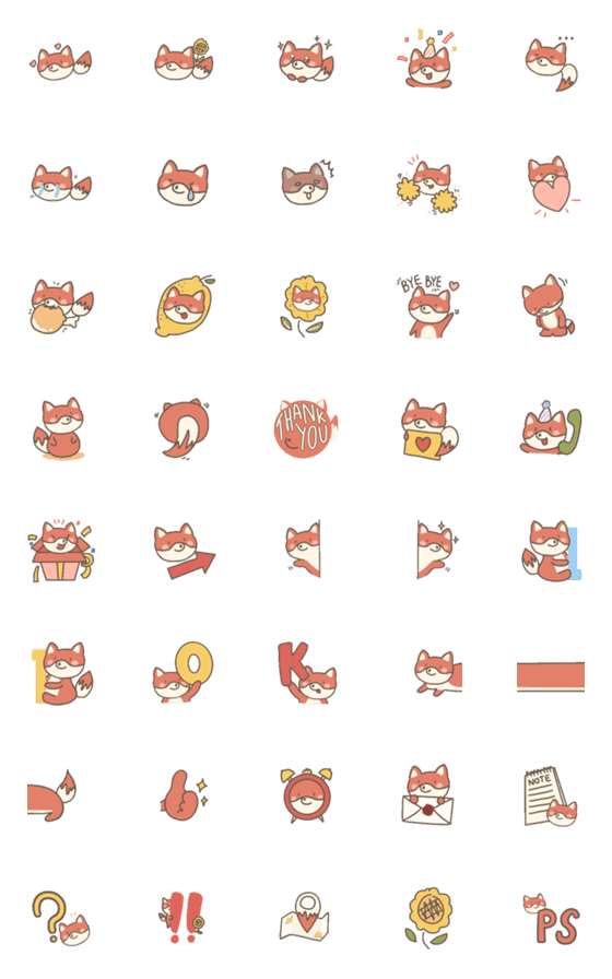 [LINE絵文字]Fubby Fox Emojiの画像一覧