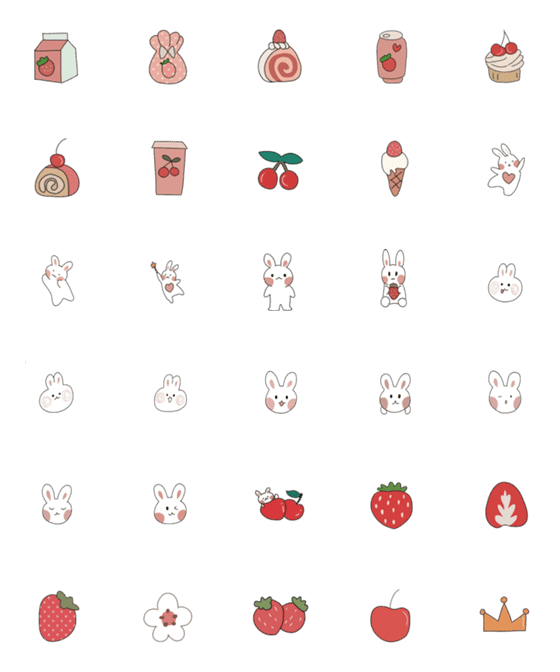 [LINE絵文字]赤いかわいいウサギの画像一覧