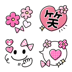 [LINE絵文字] 可愛く使える emoji♡ピンク×黒*。＊の画像