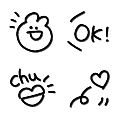 Line絵文字 毎日使える白黒シンプル ゆる可愛い絵文字 40種類 1円