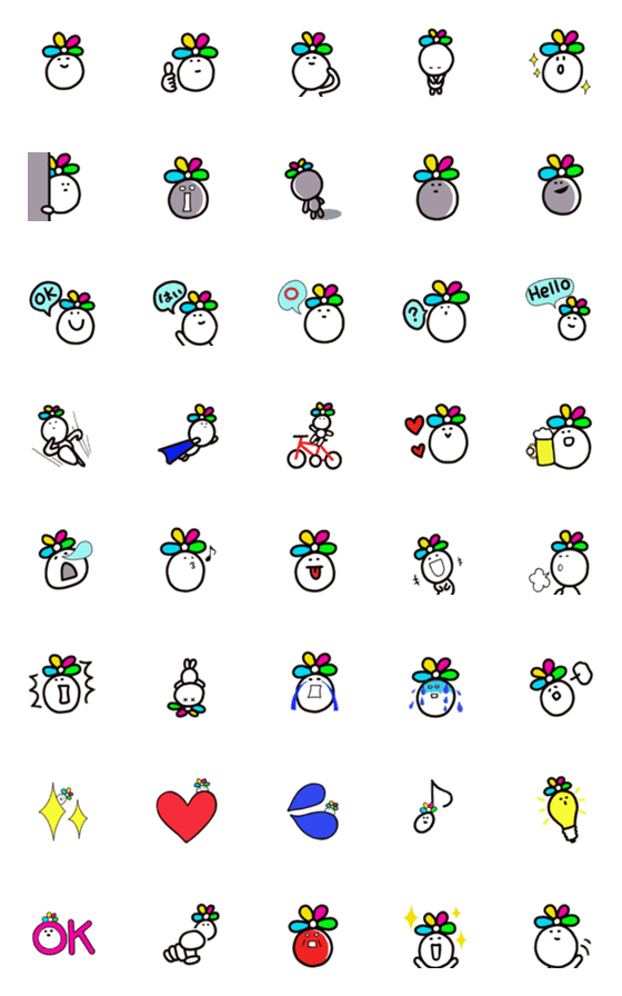 [LINE絵文字]花のある顔 絵文字の画像一覧