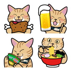 [LINE絵文字] 猫の栗ちゃん絵文字3 お食事・お料理 etc.の画像