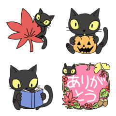 [LINE絵文字] 黒猫で秋の画像