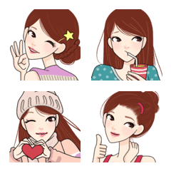 [LINE絵文字] Sweet Korean Girl Emojiの画像
