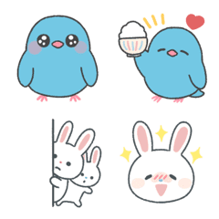 幸せの青い鳥と双子のうさぎの絵文字メイン画像