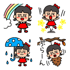 [LINE絵文字] Enjoy ボブガール 絵文字の画像