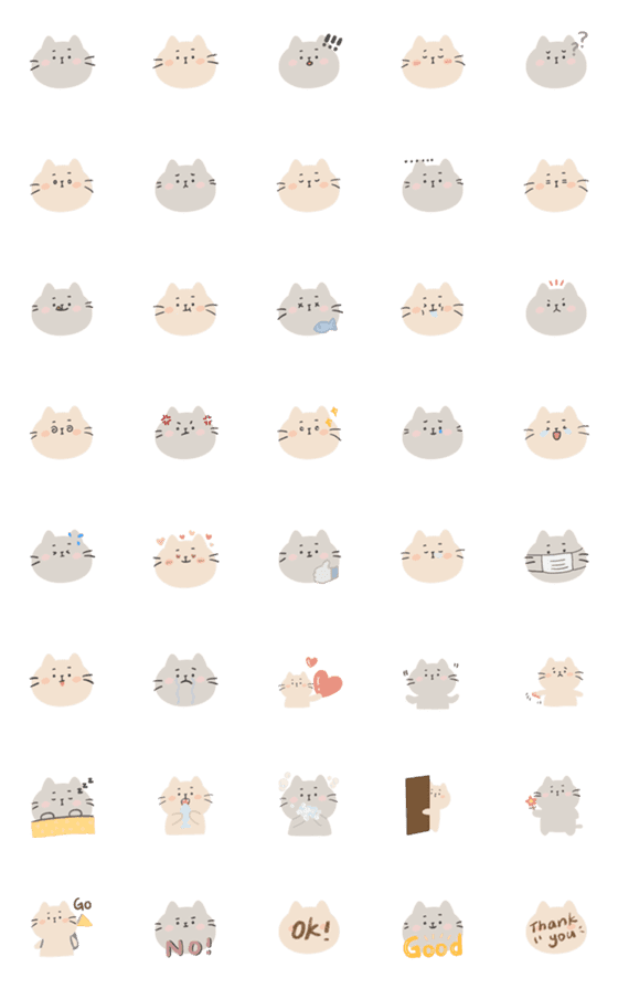 [LINE絵文字]GrayMeow＆OrangeMeowの画像一覧