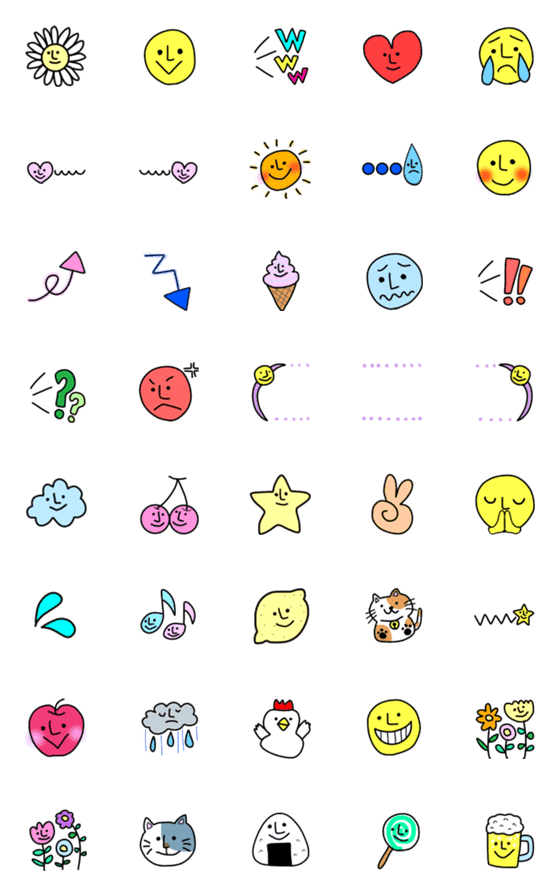 [LINE絵文字]スマイリーさんと仲間たち絵文字の画像一覧