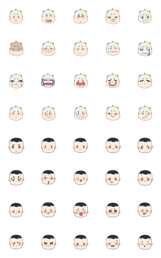 [LINE絵文字]423 Bald friends facial expressionの画像一覧