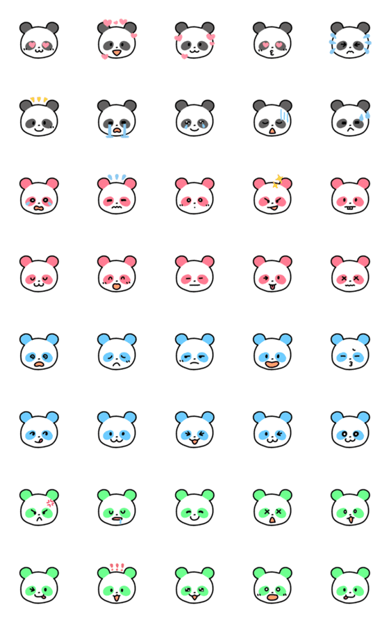 [LINE絵文字]パンダがいっぱい！の画像一覧