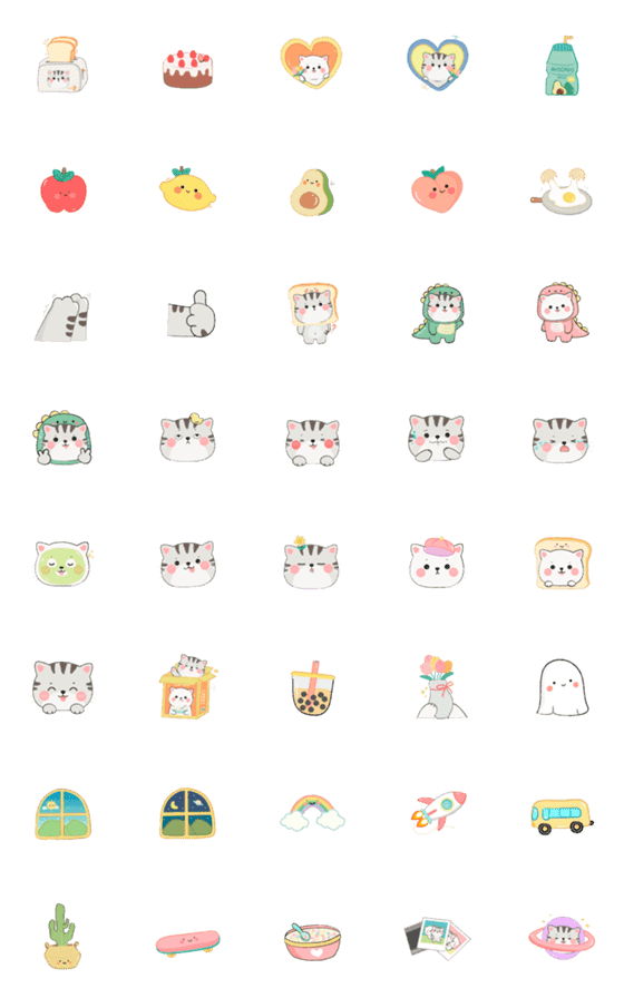 [LINE絵文字]Mutu ＆ Mantou Cat : Cute Emojiの画像一覧