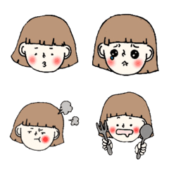 [LINE絵文字] オン眉おかっぱの女の子の画像