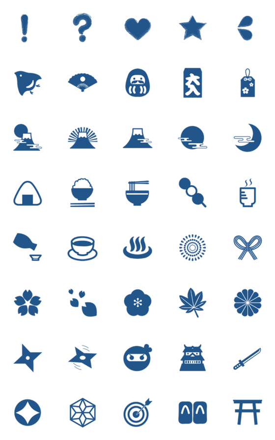 [LINE絵文字]シンプルな和風絵文字の画像一覧