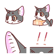 [LINE絵文字] 斜め向きのはちわれ猫の絵文字の画像