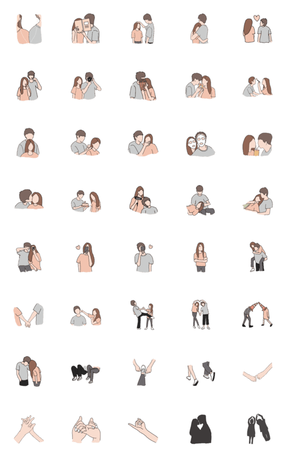[LINE絵文字]minimal couple cuteの画像一覧