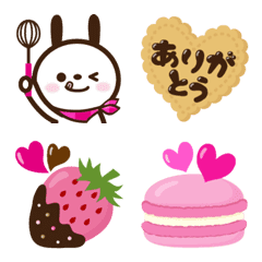 [LINE絵文字] 毎日使える★うさぱん絵文字【スイーツ編】の画像