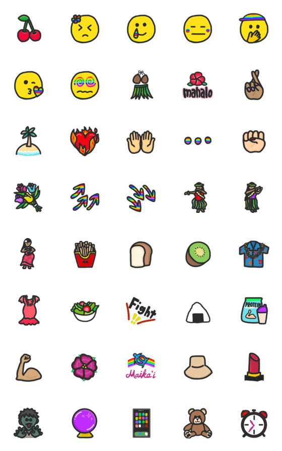 [LINE絵文字]ハワイアンなアロハスタイル絵文字6の画像一覧