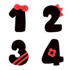 [LINE絵文字] Number black and red cute emojiの画像