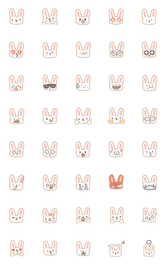 [LINE絵文字]Bunny chubby emojiの画像一覧