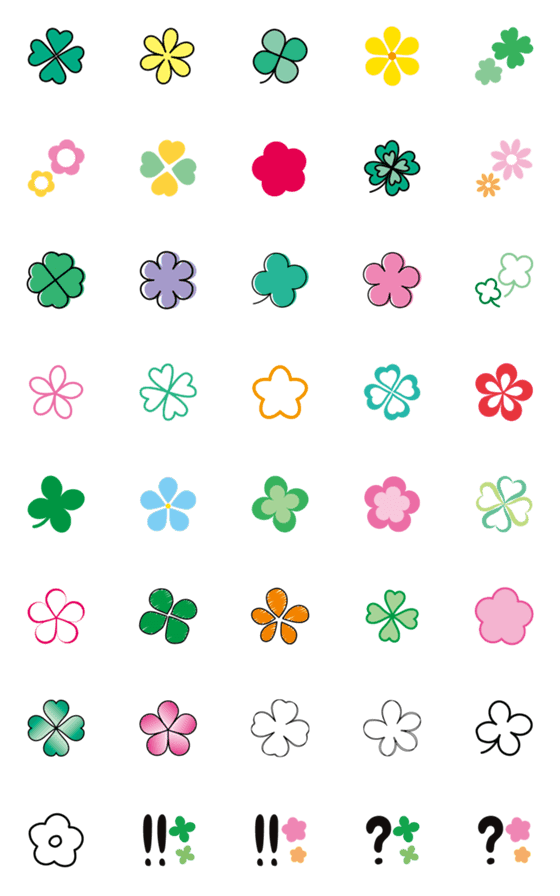 Line絵文字 クローバーとフラワーだらけの絵文字 40種類 1円 Line絵文字 クローバーとフラワーだらけの絵文字 40種類 1円