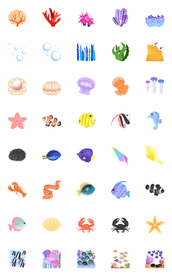 [LINE絵文字]Underwater world emojiの画像一覧