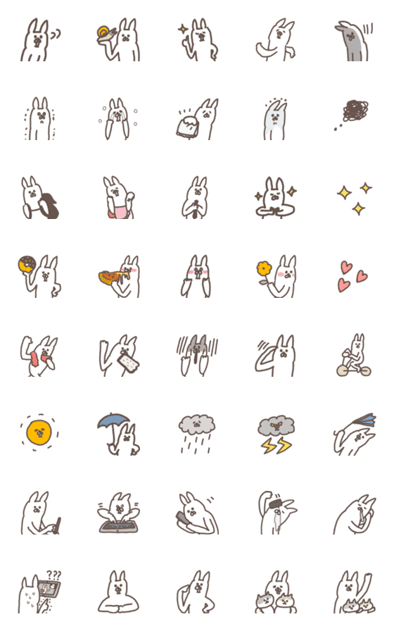 [LINE絵文字]おかしなウサギ④楽しい毎日の画像一覧