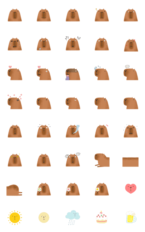 [LINE絵文字]Mr.capybara emoji 01の画像一覧
