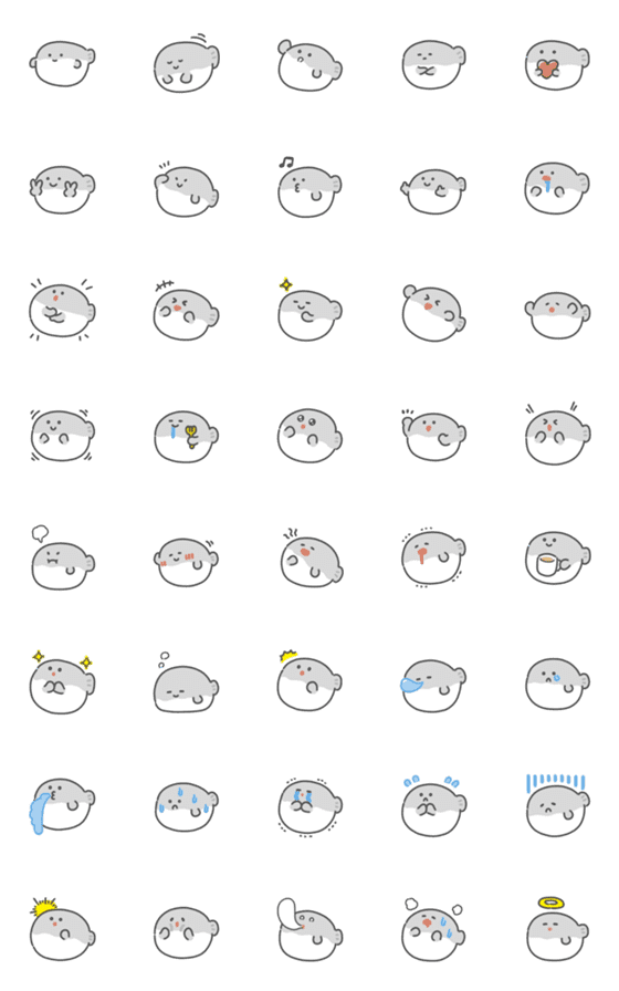 [LINE絵文字]モノクロなフグ絵文字の画像一覧