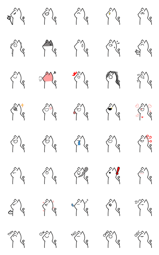 [LINE絵文字]Lamyai The White Cat Emojiの画像一覧