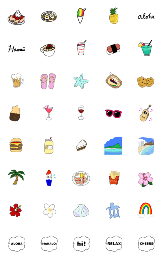 [LINE絵文字]ハワイを愛する皆へ Hawaii絵文字 アロハの画像一覧