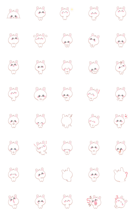 [LINE絵文字]Chubby Rabbit : Noom Nim Emojiの画像一覧