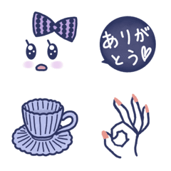 リボンガール2（ネイビー）の絵文字メイン画像