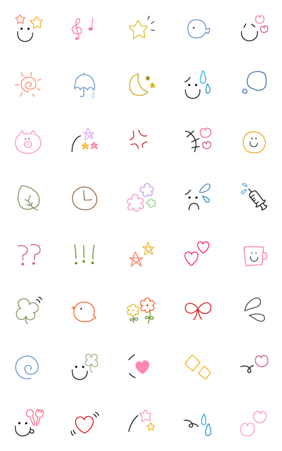[LINE絵文字]シンプルゆる線画絵文字♡の画像一覧