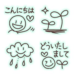 [LINE絵文字] チョコミント色♪シンプル絵文字の画像