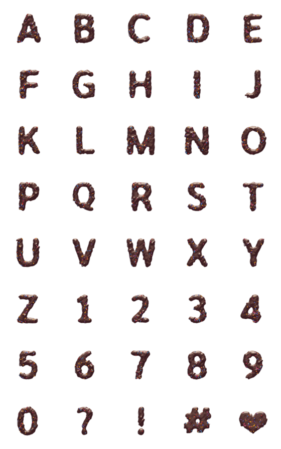 [LINE絵文字]甘いチョコレートの英語のアルファベットの画像一覧