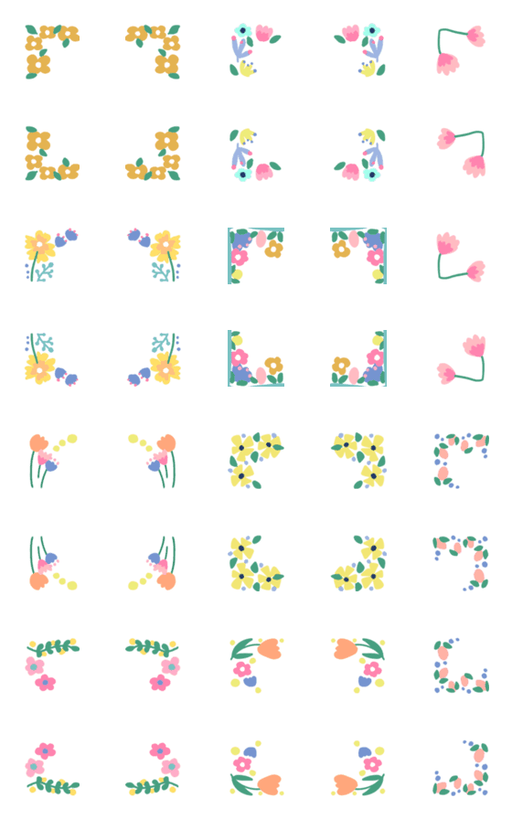 [LINE絵文字]Flower フレーム絵文字の画像一覧