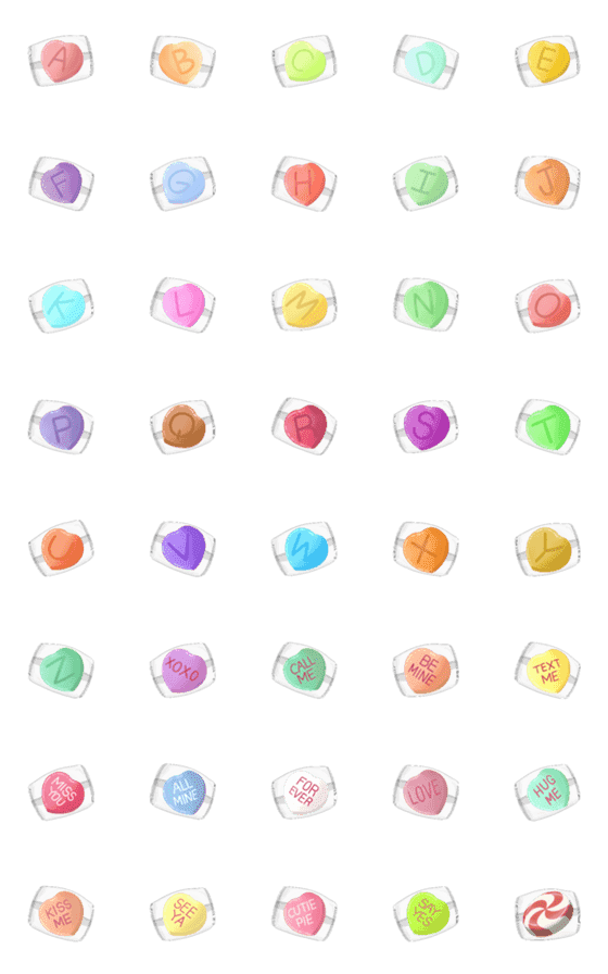 [LINE絵文字]Candy Hearts Alphabet [transparent]の画像一覧